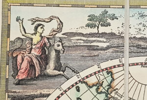 Mappamondo Antico Diviso nell’uno e nell’altro Continente de Giovanni Maria Cassini - 1801, grabado original coloreado a mano
