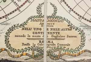 Mappamondo Antico Diviso nell'uno e nell'altro Continente von Giovanni Maria Cassini - 1801, original Radierung handgefärbt