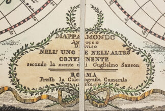 Mappamondo Antico Diviso nell’uno e nell’altro Continente di Giovanni Maria Cassini - 1801, original enraving hand watercolored