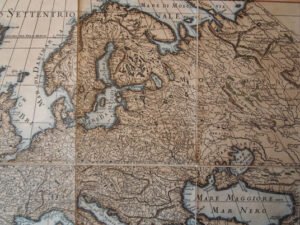 Europe by Guillaume Sanson (1600 approx.), original engraving hand watercolored