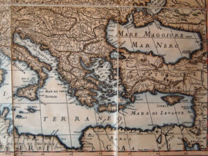 Europe by Guillaume Sanson (1600 approx.), original engraving hand watercolored