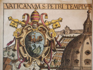 View of the Vatican Palace by Maggi-Mascardi (1615). Original engraving hand watercolored.