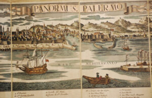 Palermo del Probst grabado acuarela hecha a mano