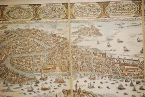 Grabado acuarelado, reedición de 'La nobil città di Venezia' del editor boloñés Giuseppe Longhi.