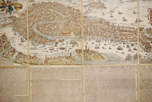 View of Venice by Longhi, original engraving hand watercolored