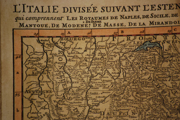 L'Italie Divisée Suivant l'Estendue de Toutes ses Souverainetés de Sanson (1672), grabado original coloreado a mano