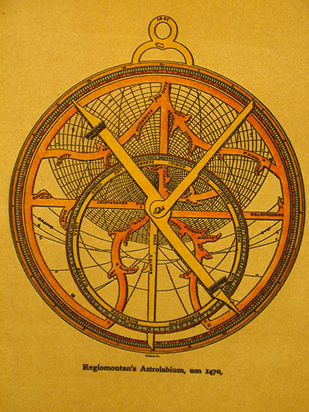 Grabado acuarelado, reedición de 'Regiomontan’s Astrolabium'