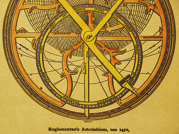 Grabado acuarelado, reedición de 'Regiomontan’s Astrolabium'
