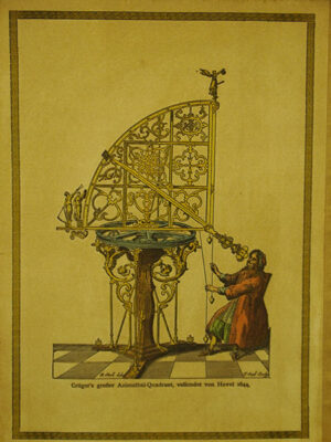 Grabado acuarelado, reedición de un 'Azimuthal Quadrant' de 1644