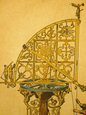 Grabado acuarelado, reedición de un 'Azimuthal Quadrant' de 1644