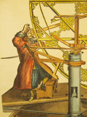 Grabado acuarelado, reedición de 'Astrolabio giratorio' de Hevel de 1659