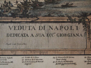 Grabado acuarelado a mano, reedición de 'Nápoles' de Chiaja.