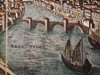 View of Pisa by Probst, original engraving hand watercolored.