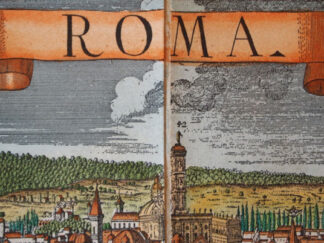 View of Rome by Probst, original engraving hand watercolored