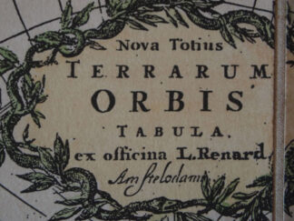'Terrarum Orbis' di La Feuille, talleres Renard (siglo XVIII), grabado original coloreado a mano