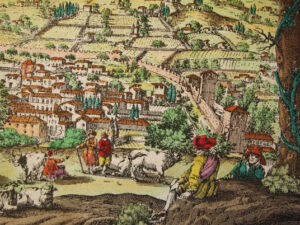View of the City of Florence by Valerio Spada - 1650, watercolored engraving
