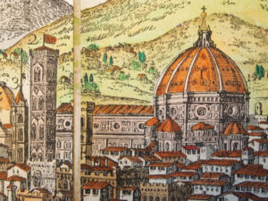 View of the City of Florence by Valerio Spada - 1650, watercolored engraving
