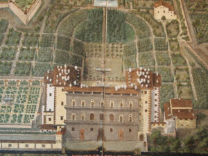 Medici Villa Palazzo Pitti nach G. Utens, von hand gefärbt
