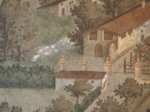 Medici Villa Cafaggiolo nach G. Utens, von hand gefärbt