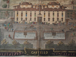 Medici Villa Castello nach G. Utens, von hand gefärbt