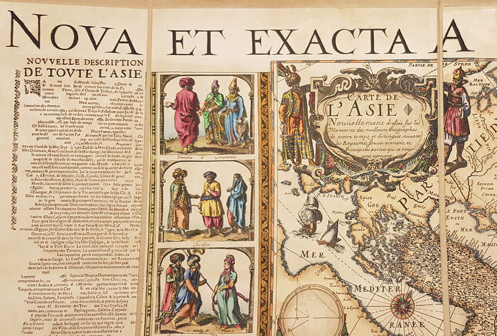 Asien - Nova et Exacta Asiae Geographica Descriptio von G. Bleau (1669), original Radierung handgefärbt