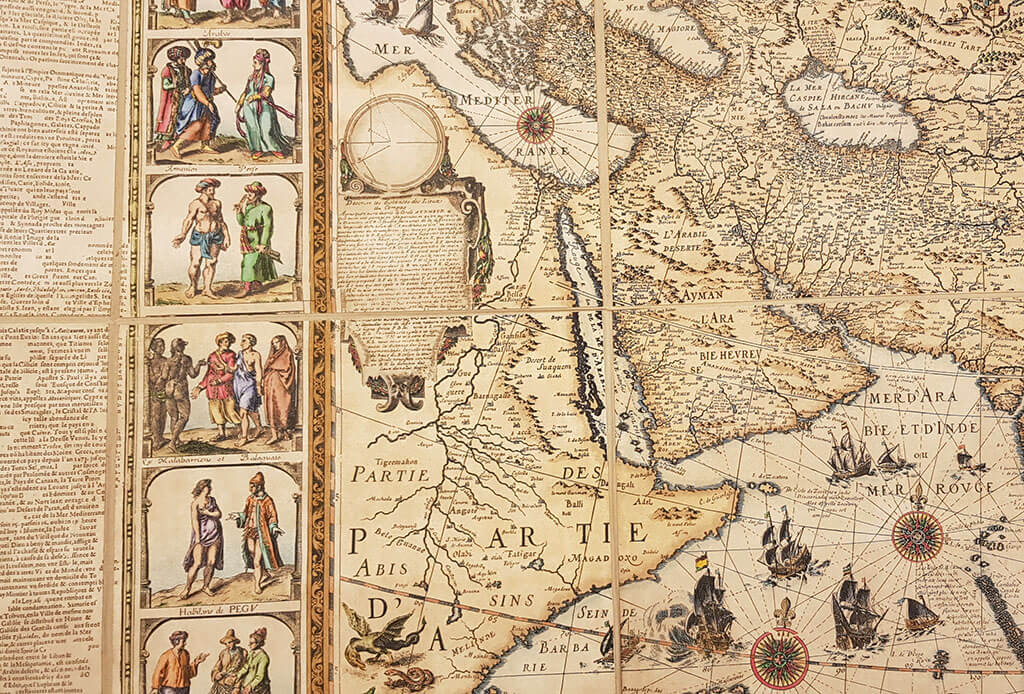 Asia - Nova et Exacta Asiae Geographica Descriptiodi de G. Bleau (1669), grabado original coloreado a mano