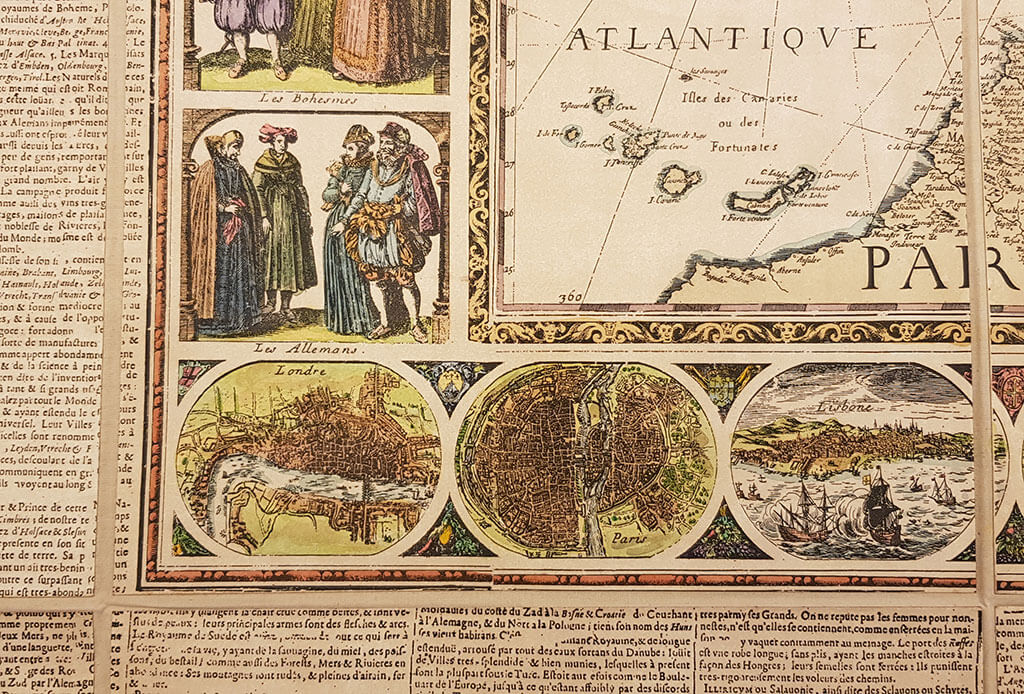 Nova et Acurata Totius Europae Tabula de G. Bleau (1669), grabado original coloreado a mano