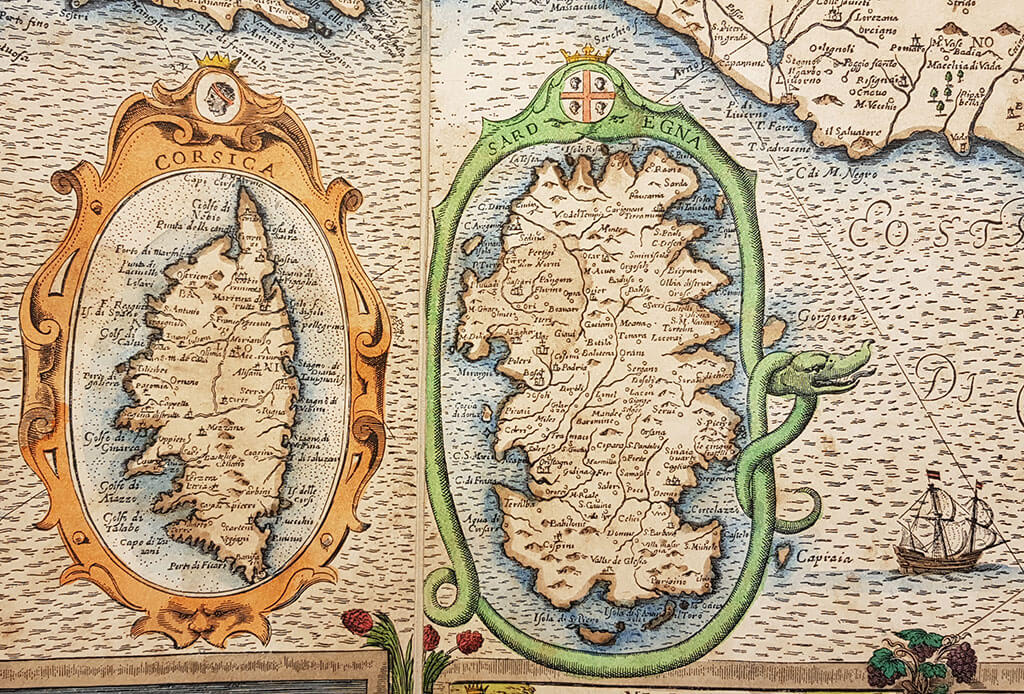 'Italia di Matteo Greuter - revista et argumetata di molti luoghi principali (1657), grabado original coloreado a mano