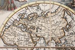 Map of the World or General Description of the Globe with the Journeys and New Discoveries of Captain James Cook by Giovanni Maria Cassini – 1788, original engraving hand watercolored.