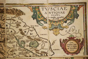 La Toscana de A. Ortelio del 1584, grabado original coloreado a mano