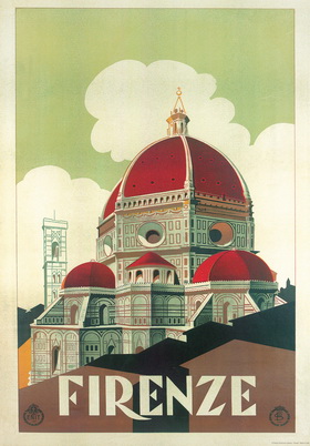 Papel de regalo representante un póster publicitario de la ciudad de Florencia