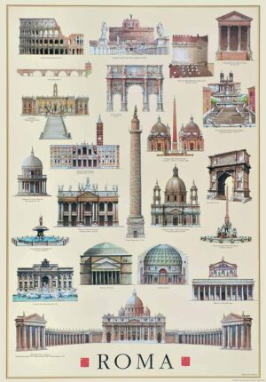 Papel de regalo representante arquitectura de Roma
