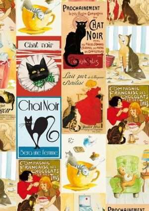Papel de regalo representante gatos en pósters retro