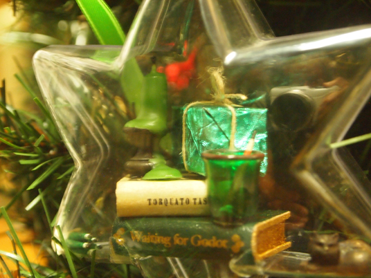 Mini librería "estrella de Navidad" verde