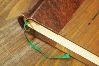 Leather bound journal with secular elm wood and deckled paper