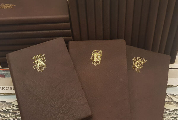 Leather pocket notebooks with gold monogram