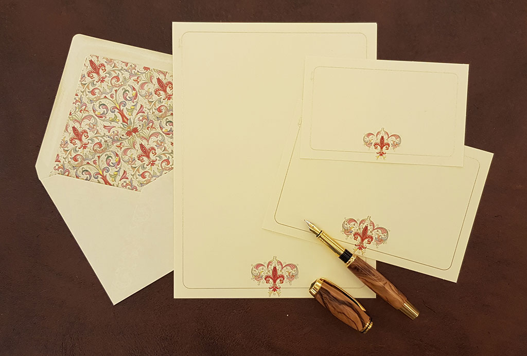 Decorated cards and letter paper