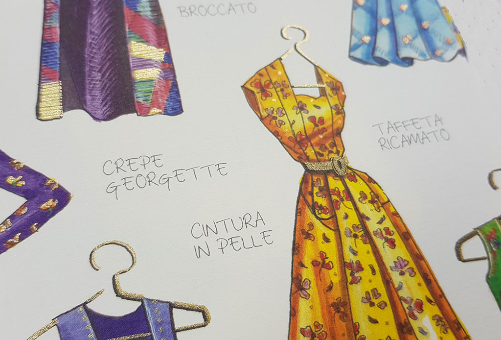 Dekoratives italienisches Geschenkpapier Damenkleider