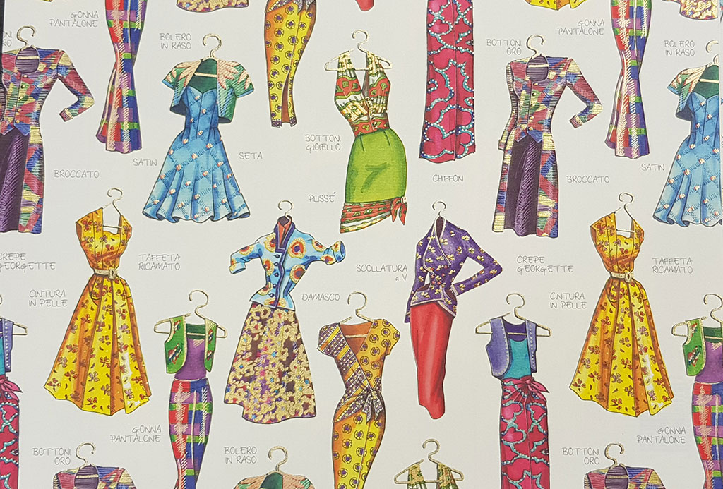 Dekoratives italienisches Geschenkpapier Damenkleider