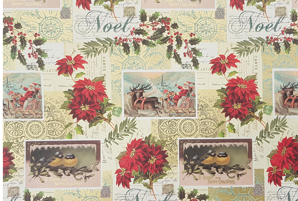 Gift wrapping paper Christmas postcards