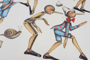 Dekoratives italienisches Geschenkpapier Pinocchio