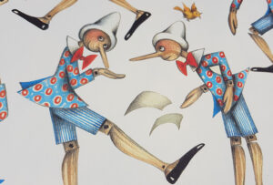 Dekoratives italienisches Geschenkpapier Pinocchio