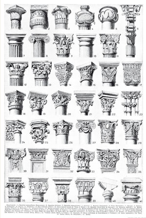 Papel de regalo representante capiteles en la arquitectura clásica
