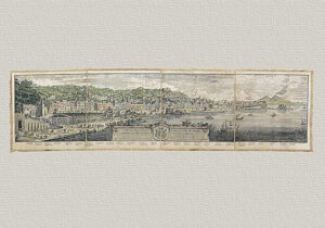 View of Naples by Chiaja, original engaving hand watercolored
