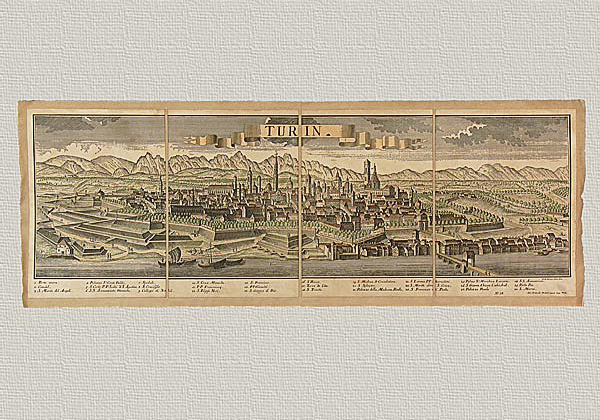 Turin von Probst, original Radierung handgefärbt